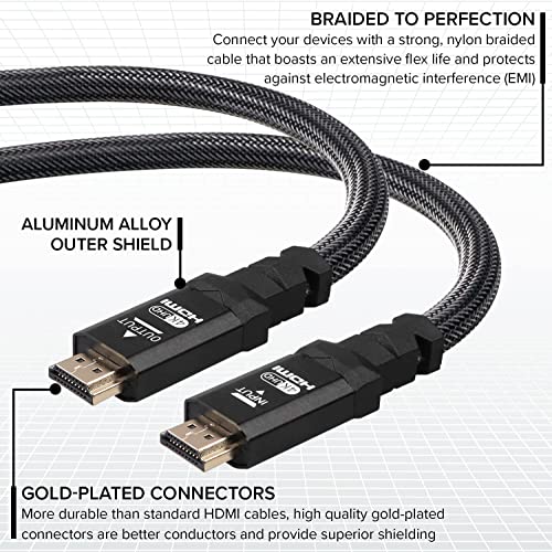 A 4K 2.0 HDMI Kábel 15 ft. [3 Csomag] által RitzGear. 18 Gbps Ultra High Speed Fonott Nylon Kábel & Arany Csatlakozók - 4K@60Hz/UHD/3D/2160p/1080p/ÍV