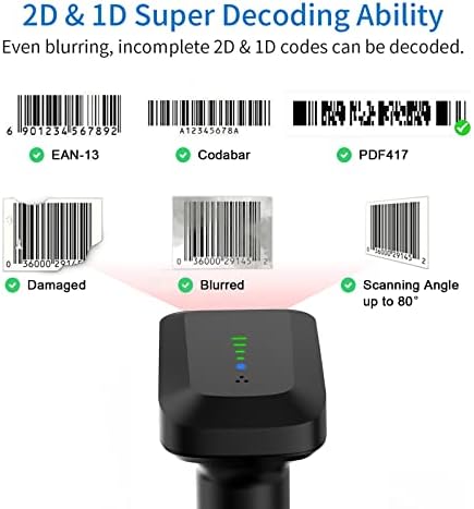 A vidámság Barcode Scanner Vezeték nélküli 1D Lézer Vonalkód Olvasó Akkumulátor töltöttségi Szint Kijelző, 3 in 1 Bluetooth