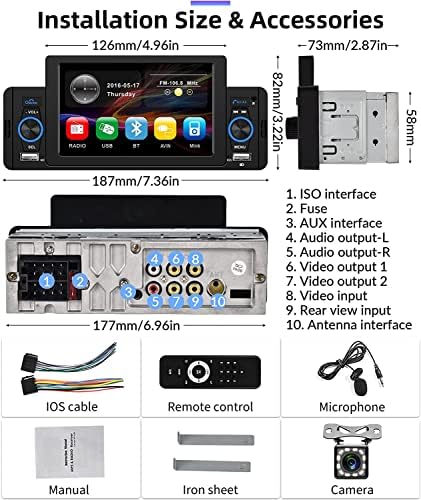 Egységes Din autórádió a Biztonsági Kamera 5 Hüvelykes érintőképernyő autórádió, Bluetooth Tükör Link FM Rádió, Autó, MP5 Lejátszó Távirányítóval