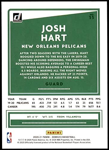 2020 Donruss 33 Josh Hart New Orleans Pelicans (Kosárlabda Kártya) NM/MT Pelikánok Villanova