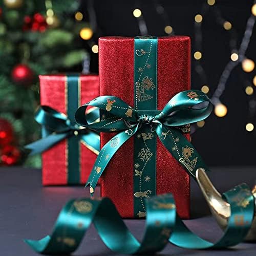 Karácsonyi Szalag 2 Tekercs 50Yards Ajándék Csomagolás Koszorú,Kézműves DIY, Csokor, Esküvő Dekoráció,Garland Parti Dekoráció (1