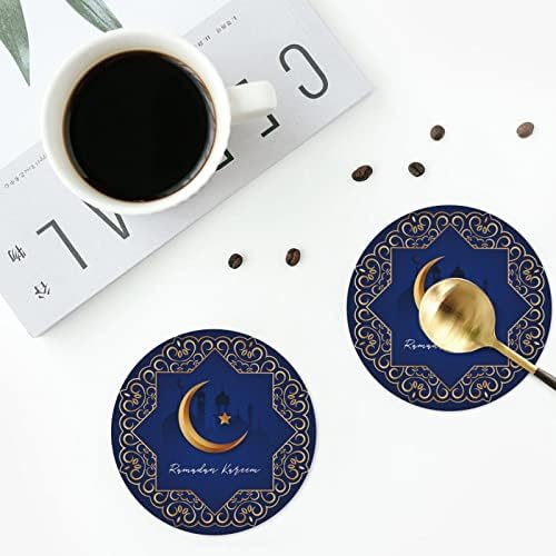 6 Db Kerek Alátét Készlet,Ramadan Kareem Hold Minta Kupa Szőnyeg Bár Otthon Fél Üdvözlő Ajándék, Dekoráció