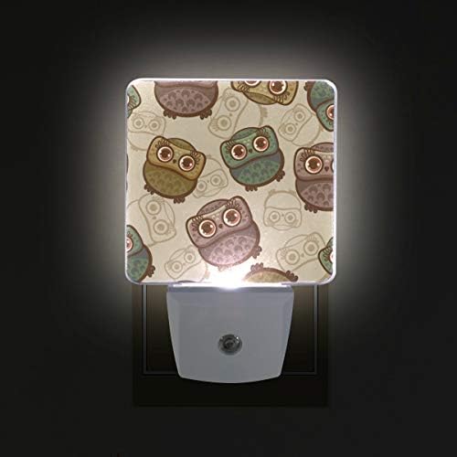 2 db Plug-in LED-es Éjszakai Fény, Szép Bagoly Minta Nightlights az Alkonyat Hajnal Érzékelő Fehér Fény Tökéletes Fürdőszoba, Konyha,