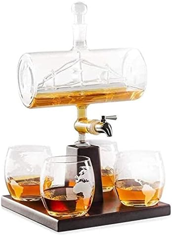 Derítő meghatározott Újrahasználható Whiskys Üveget Készletek 4 Whiskys Poharat,1100ml Bár Eszközök Hordó Whiskey Kancsó Alkohol