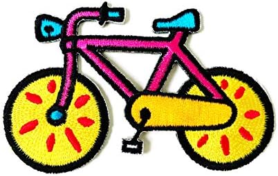 TH Aranyos Kerékpár Kerék Sárga Aranyos Rajzfilm Hímzett Applied Varrni Vas a Patch Kalap Kabátok Táskák, Farmer, Póló, Hátizsákok Jelmez