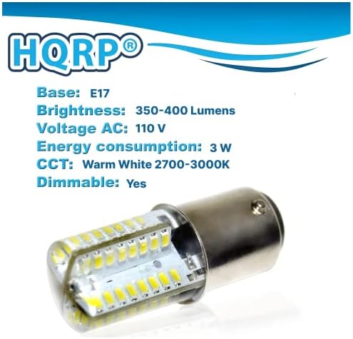 HQRP 2-Pack 110V E17 Bázis Szilikon Kristály Szabályozható LED Izzó Meleg Fehér Kompatibilis Whirlpool 8206232A Izzó Csere Jenn-Levegő