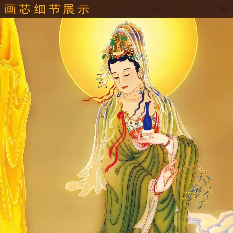 Nyugat Sansheng Buddha Portré Amitabha Három Szobrokat, Buddhista Hall, Nappali, Dekoráció Lóg Festés Selyem Festmény Lapozzunk