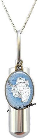 AllMapsupplier Divat Hamvasztás Urna Nyaklánc,Antarktisz térkép Urna,az Antarktisz térkép Ékszerek,a Déli-Sark térkép,Antarktisz térkép