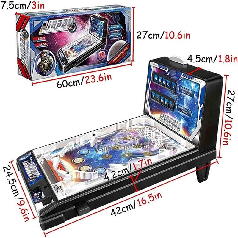 TURKAS Super Space Flipper Játék Gép Pinball Arcade Játék, Hordozható Asztali Pinball Gép Gólszerző, Lámpák, Zene, Elektronikus,