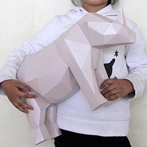 WLL-DP Orrszarvú Kézzel készített Papír Modell DIY Papír Szobor Kreatív lakberendezési 3D Origami Puzzle Geometriai Papír Trófea,