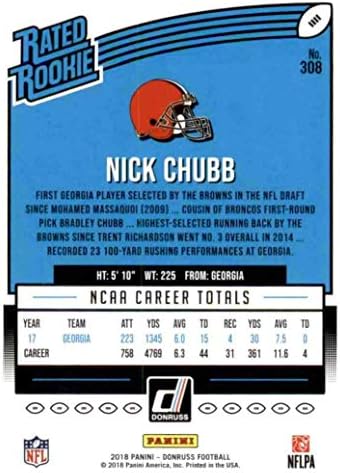 2018 Donruss Foci 308 Nick Vastag RC Újonc Kártya Cleveland Browns Névleges Újonc Hivatalos NFL Trading Card