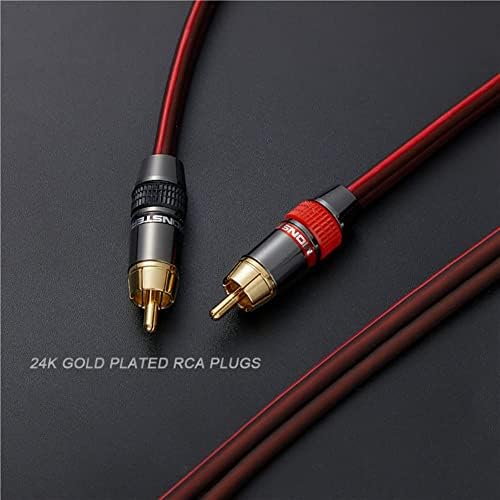 JORZOR Audiofil Hi-Fi 14 Szelvény OFC Hangszóró Kábel RCA Férfi (Fekete-Piros) 2 Banán Dugók, 2 csomag/1pair, (5M(16.5 FT), 1 Pár(RCA