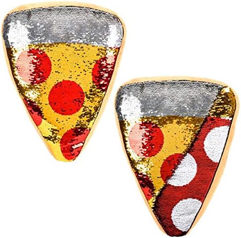 Erdő & Tizenkettedik Pizza Szelet Párnát, Megfordítható Flitter, Gyönyörű Színű Plüss Pepperoni Pizza Szelet Alakú Párna