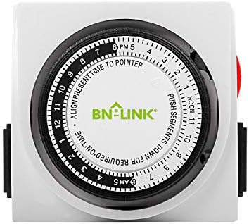 BN-LINK Nehéz Mechanikai 24 Órás Időzítő, Dupla Dugaszolóaljzat 3-Prong Pontos Beltéri Lámpák esetében Rajongók Karácsonyi Fények,