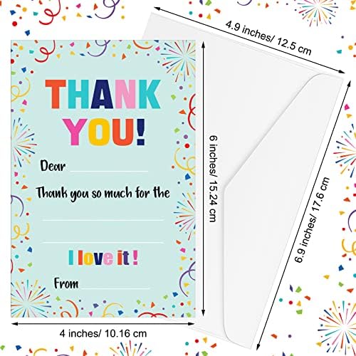 72 Darab Gyerekek Köszönöm Kártyák Gyerekek Töltse ki az Üres Köszönöm Kártyák Borítékok Töltse ki A Gyermek Színes Köszönet Kártyák,