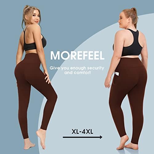 MOREFEEL Plus Size Leggings a Nők Zseb-Rugalmas X-4XL Has Ellenőrzés Magas Derék Edzés Fekete Jóga Nadrág