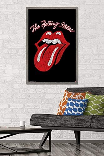 Tendenciák a Nemzetközi Rolling Stones-Klasszikus Logó Fali Poszter, 22.375 x 34, Barnwood Keretes Változat