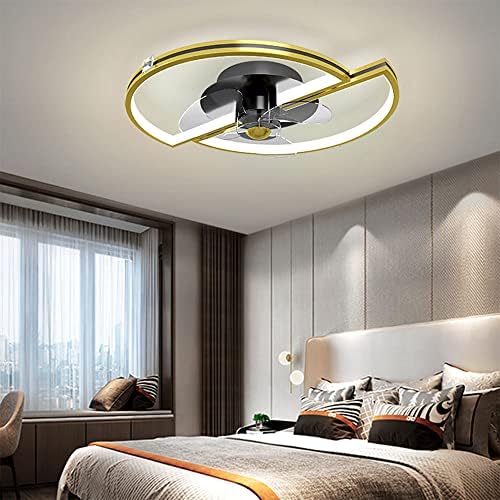 IBalody Fokozatmentes Szabályozható LED Mennyezeti Lámpa Ventilátor Kreatív Arany Néma Rajongó Fény Szobás, Alacsony Profil, Mennyezeti