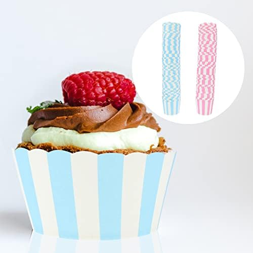BESTOYARD Cupcake Toplisták 100 Db Csíkos Mintás Muffin Papír Poharak Muffin Sütés Csésze Cupcake Aljzat Torta Papír Papír Tartók Buli, Esküvő,