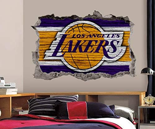 Kosárlabda Los Angeles-i Csapat Fali Matricák Art 3D-s Összetört Egyéni Fan Lakers Fali Dekor Hálószoba, Garázs Cserélhető