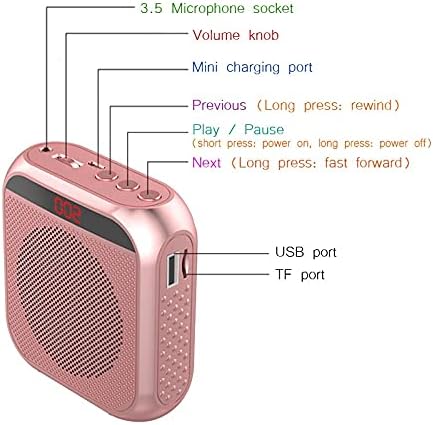 WETYG Hordozható Hang Erősítő Hangszóró Erősítő Vezetékes Mikrofon, Hangszóró, Hangszóró USB, TF MP3-Tanár Képzés (Szín : Fekete-JoJo