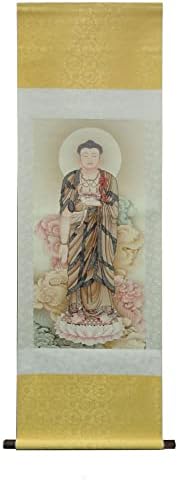 orientliving Kínai Kézzel Festett Álló Buddha Sakyamuni Lapozzunk Festmény AJZ189