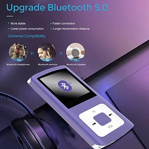 MP3 Lejátszó, Hotechs HiFi 32GB Zene Lejátszó, Bluetooth 5.0, a Hangrögzítő/Videó/Fénykép Néző/E-Könyv/FM Rádió (Rózsaszín)