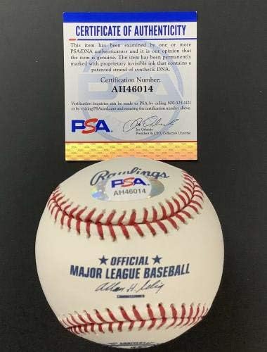 Mariano Rivera Aláírt Baseball Selig 100Anniv Yankees Logó Autogramot Insc PSA/DNS - Dedikált Baseball