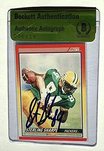 Sterling Sharpe aláírt 1990 score card green bay packers labdarúgó beckett coa - Dedikált NFL Labdarúgó-Kártyák
