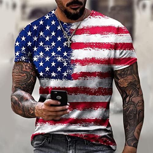 RJRA Amerikai Zászló Nyomtatás Férfi Rövid Ujjú T-Shirt
