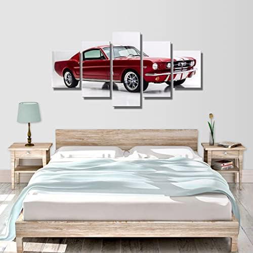 Nagy 5 Db Autó Poszter 1965-Ös Ford Mustang fastback kerékpár AC Shelby Csíkos Art Képek Autó Fali Dekor Art Print Plakátok A Fiúk Szoba, Hálószoba,