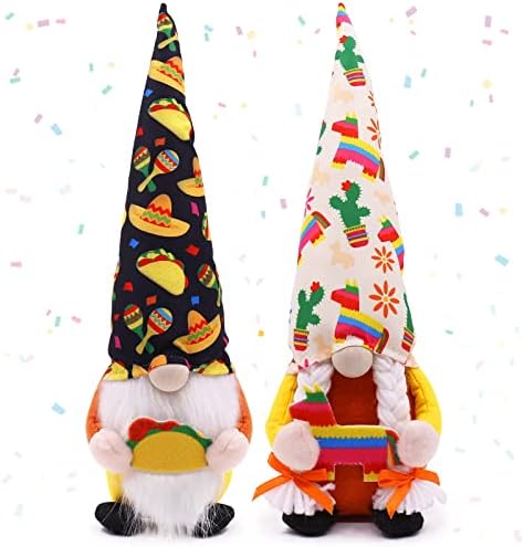 Fiesta Gnómok Pár Cinco de Mayo tomte barátja a Mexikói Taco, kedd Elf, Törpe Ajándék Nisse, Kézzel készített Skandináv Folklór Sombrero