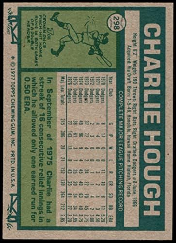 1977 Topps 298 Charlie Hough Los Angeles Dodgers (Baseball Kártya) EX/MT+ Dodgers