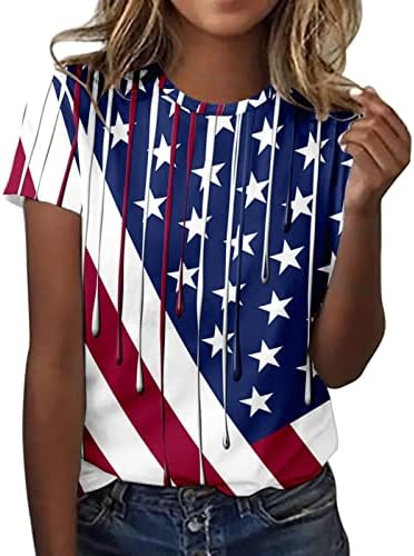 Július 4-Ing Nők USA Zászló, póló, Alkalmi, Nyári Felsők, Rövid Ujjú Póló Hazafias Kényelmes, Laza, Trendi Blúz