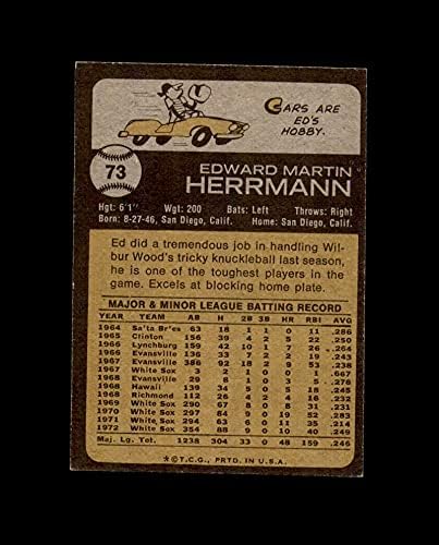 Ed Herrmann Kézzel Aláírt 1973 Topps Chicago White Sox Autogramot