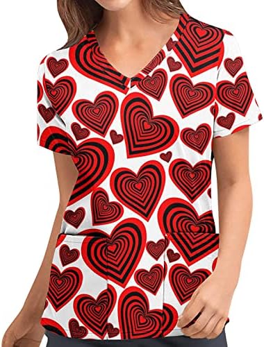 Blusa de hírszerző de San Valentín de uniforme de oficina Superior con Cuello en V Manga de Corta de Verano para Mujer 15