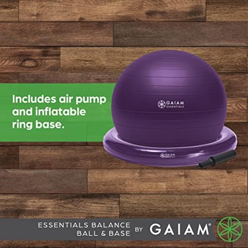 Gaiam Essentials Egyensúly Labda & Bázis Készlet, 65cm Jóga Labdát, Szék, Labda, Felfújható Gyűrű Alap Otthoni vagy Irodai Íróasztal,