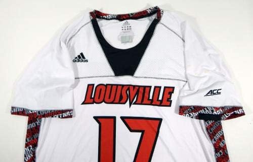 Női Uni a Louisville Cardinals 17 Játékban Használt Fehér Jersey Lacrosse-2XL 636 - Meccs Használt