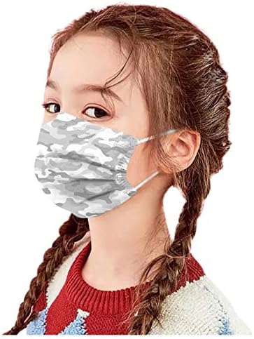 A gyerekek 100 Csomag, 3-Rétegű Eldobható Face_Mask Állítható orrcsipesz & Rugalmas Fül, Hurok, Álcázás Nyomtatás Face_Masks