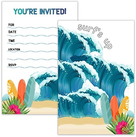 Summer Surf ' s Up Vicces Szülinapi Meghívókat a Borítékok(20 db)