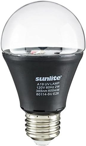 Sunlite 80114-SU LED 19 Fekete Izzó, 2 Watt, Közép-Bázis (E26), 365nm Hullámhossz, Ragyogás Felek, Blacklight Kék, Dekoráció,