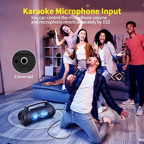 W-KIRÁLY 70W Bluetooth Hangszóró, IPX6 Vízálló, Hordozható Fél Hangszórók Színes Fények, Gazdag Basszus Hangos Bluetooth Hangszóró