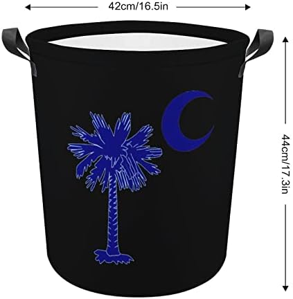 Dél-Karolina Zászló Palm Összecsukható Kosárban Vízálló Gátolják tárolóban Táska, fogantyúval 16.5x 16.5x 17