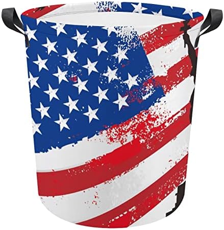 Amerikai Zászló, a Szabadság Kör Szennyesben Összecsukható, Vízálló Koszos Ruhákat, Kosarakat fogantyúval Mosás Bin Tároló Táska