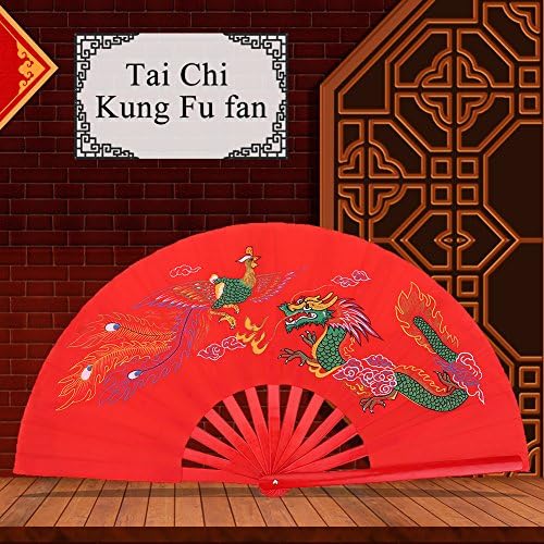 Harc Fan,a Kínai Kung Fu, Tai Chi Legyező,Piros Kézi Legyező Harci Rajongó Harcművészeti Tánc Bambusz-Rajongó Sárkány + Phoenix Összecsukható