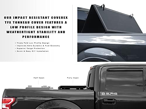 Páncélos USA 7162198 CoveRex TFX Sorozat Alacsony Profil Nehéz Tri-Fold plató Tonneau Fedezze Illik 2015-2022 Ford F150 5.5 Ft (66)