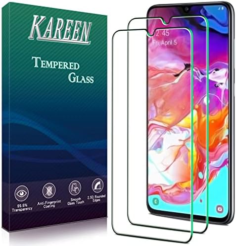 KAREEN [2 Csomag] Edzett Üveg Samsung Galaxy A70, A70S képernyővédő fólia, Anti Karcolás, HD Világos, 9H Keménység, Buborékok,