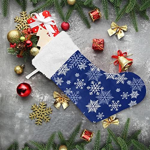 ALAZA Karácsonyi Harisnya Kék Hópelyhek Téli Karácsonyi Klasszikus Személyre szabott Nagy Harisnya Dekoráció, Családi ünnepek Fél