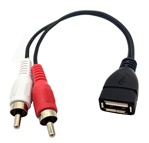 Halokny USB 2.0 EGY Női 2 Kettős RCA Férfi Y Elosztó Audio Video AV Kompozit Adapter Kábel (USB-F/2RCA M)