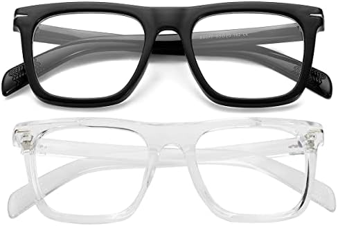 NIDOVIX Trendy Szögletes Kék Fény Blokkoló Szemüveget a Férfiak, a Nők, a Divat Keret Nem vényköteles Számítógépes Szemüveg (Fekete+Fehér)